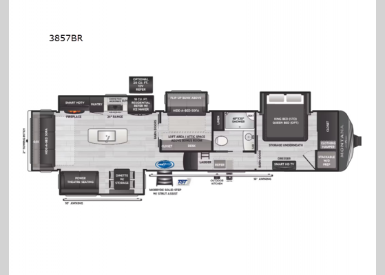 Floorplan - 2025 Montana 3857BR Fifth Wheel