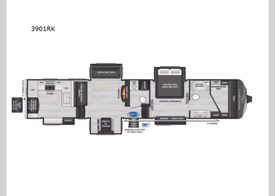 Floorplan - 2025 Montana 3901RK Fifth Wheel