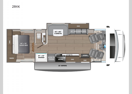 Floorplan - 2025 Redhawk 29XK Motor Home Class C