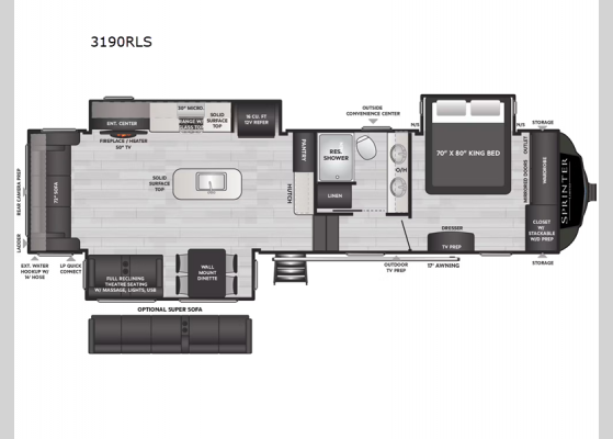 Floorplan - 2024 Sprinter Limited 3190RLS Fifth Wheel