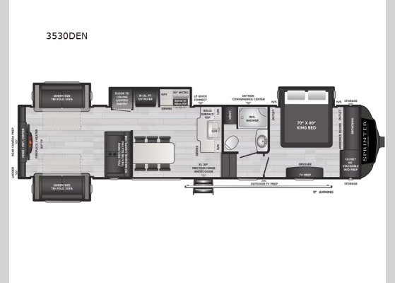 Floorplan - 2024 Sprinter Limited 3530DEN Fifth Wheel