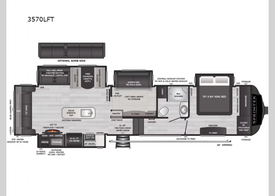 Floorplan - 2024 Sprinter Limited 3570LFT Fifth Wheel