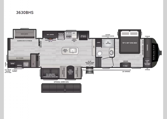 Floorplan - 2024 Sprinter Limited 3630BHS Fifth Wheel