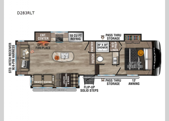 Floorplan - 2025 Durango Half-Ton D283RLT Fifth Wheel