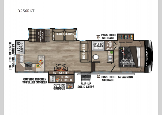 Floorplan - 2025 Durango Half-Ton D256RKT Fifth Wheel