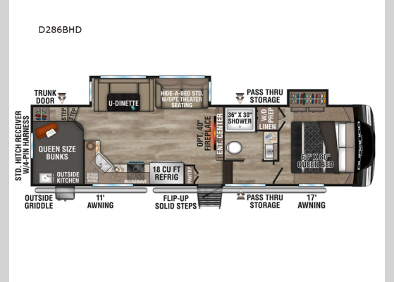 Floorplan - 2025 Durango Half-Ton D286BHD Fifth Wheel