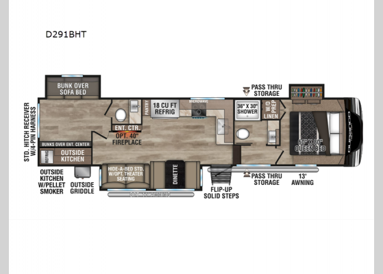 Floorplan - 2025 Durango Half-Ton D291BHT Fifth Wheel