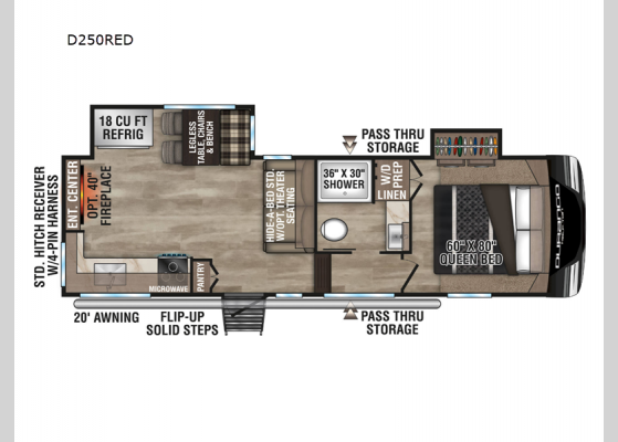 Floorplan - 2025 Durango Half-Ton D250RED Fifth Wheel