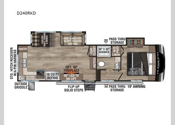 Floorplan - 2025 Durango Half-Ton D240RKD Fifth Wheel