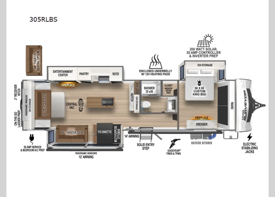 Floorplan - 2025 Grand Surveyor 305RLBS Travel Trailer