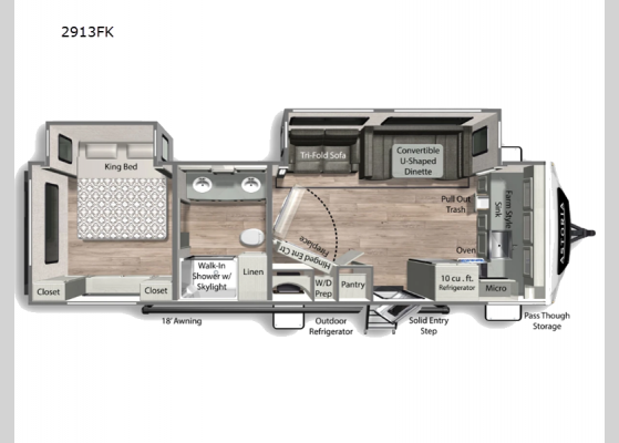 Floorplan - 2025 Astoria 2913FK Travel Trailer