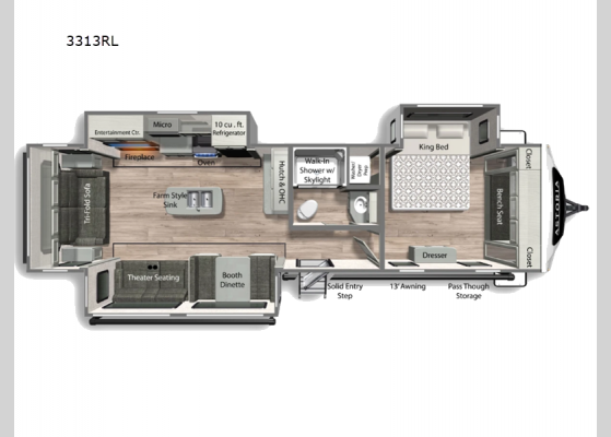 Floorplan - 2025 Astoria 3313RL Travel Trailer