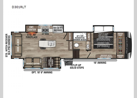 Floorplan - 2025 Durango D301RLT Fifth Wheel