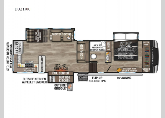 Floorplan - 2025 Durango D321RKT Fifth Wheel