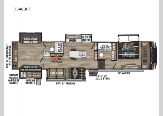 Floorplan - 2025 Durango D348BHF Fifth Wheel