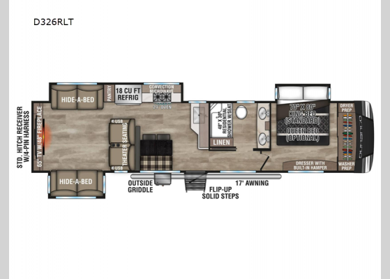 Floorplan - 2025 Durango D326RLT Fifth Wheel