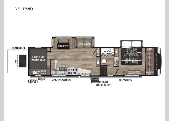 Floorplan - 2025 Durango D311BHD Fifth Wheel