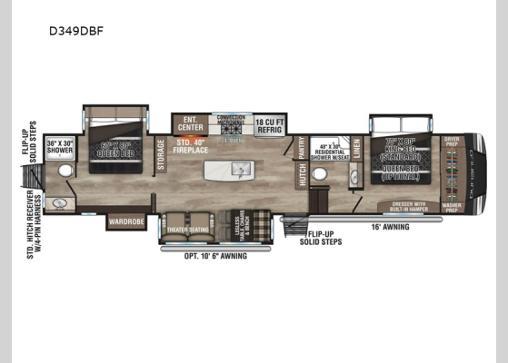 Floorplan - 2025 Durango D349DBF Fifth Wheel