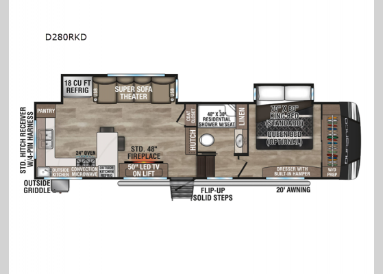 Floorplan - 2025 Durango D280RKD Fifth Wheel