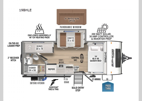 Floorplan - 2025 Surveyor Legend 19BHLE Travel Trailer