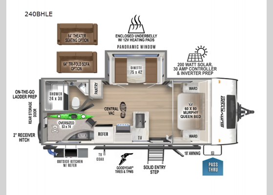 Floorplan - 2025 Surveyor Legend 240BHLE Travel Trailer