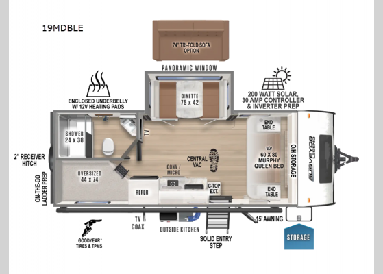 Floorplan - 2025 Surveyor Legend 19MDBLE Travel Trailer