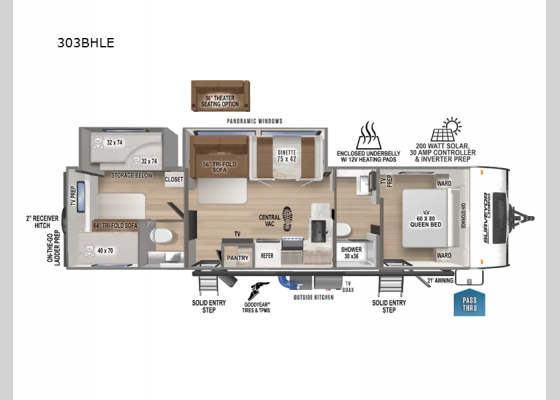 Floorplan - 2025 Surveyor Legend 303BHLE Travel Trailer