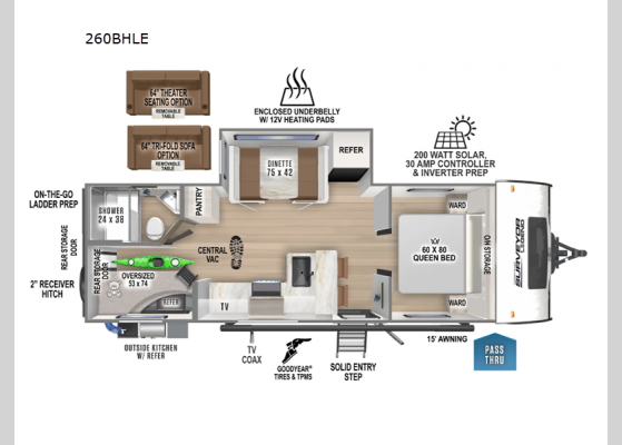 Floorplan - 2025 Surveyor Legend 260BHLE Travel Trailer