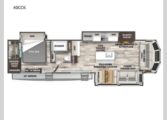 Floorplan - 2025 Cedar Creek Cottage 40CCK Destination Trailer