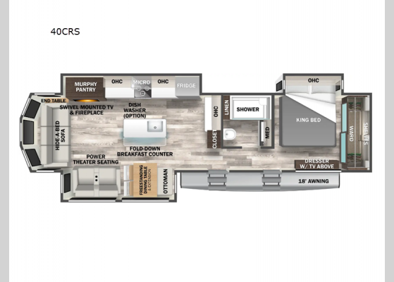 Floorplan - 2025 Cedar Creek Cottage 40CRS Destination Trailer