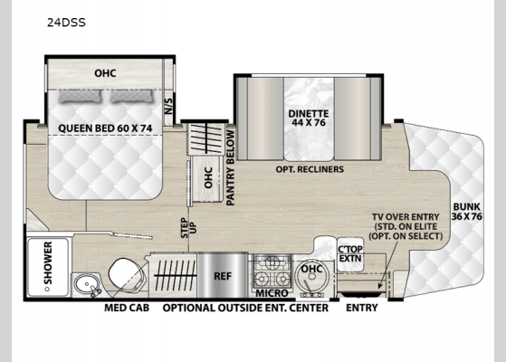 Floorplan - 2025 Prism Select 24DSS Motor Home Class C - Diesel