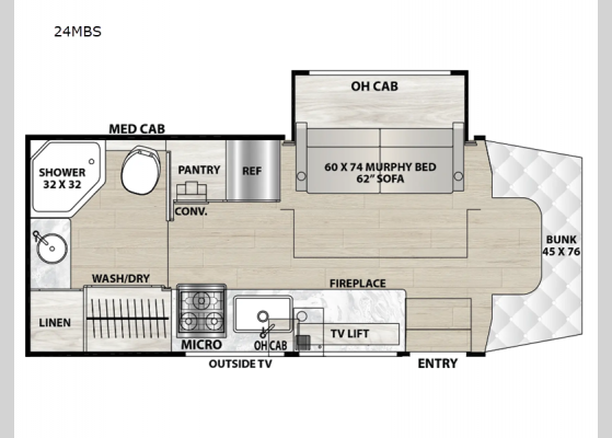 Floorplan - 2025 Prism Select 24MBS Motor Home Class C - Diesel