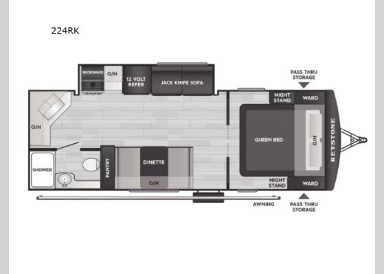 Floorplan - 2026 Passport Classic 224RK Travel Trailer