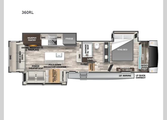 Floorplan - 2025 Cedar Creek 360RL Fifth Wheel