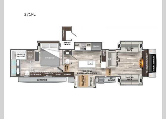 Floorplan - 2025 Cedar Creek 371FL Fifth Wheel