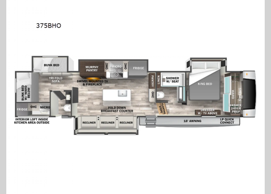 Floorplan - 2025 Cedar Creek 375BHO Fifth Wheel