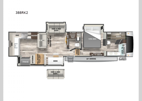 Floorplan - 2025 Cedar Creek 388RK2 Fifth Wheel