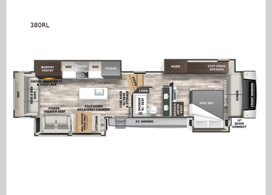 Floorplan - 2025 Cedar Creek 380RL Fifth Wheel