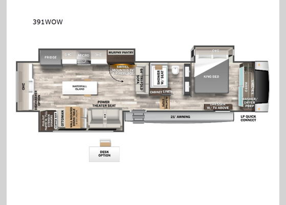 Floorplan - 2025 Cedar Creek 391WOW Fifth Wheel