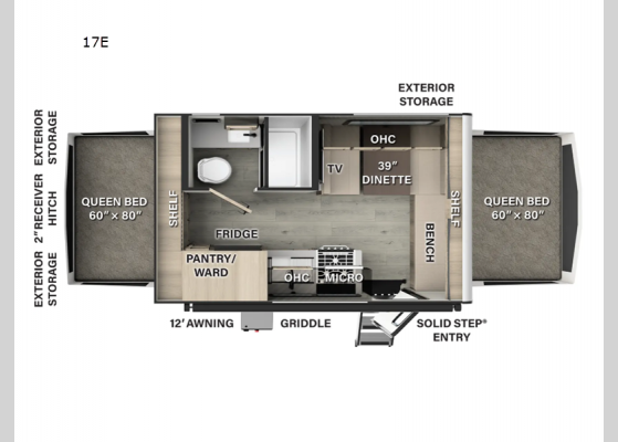 Floorplan - 2026 Flagstaff Shamrock 17E Expandable