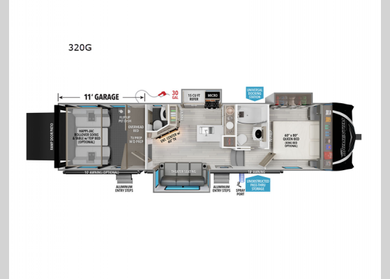 Floorplan - 2025 Momentum G-Class 320G Toy Hauler Fifth Wheel