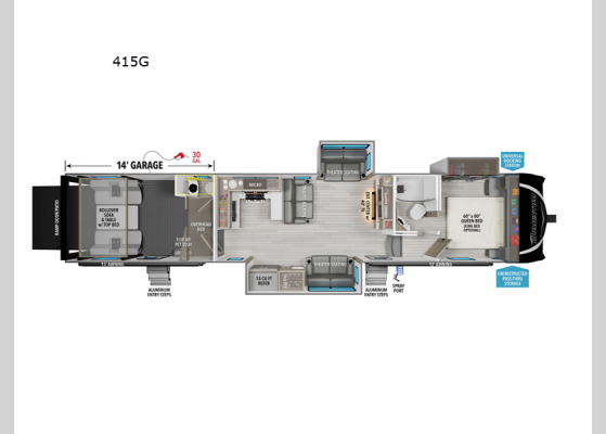 Floorplan - 2025 Momentum G-Class 415G Toy Hauler Fifth Wheel