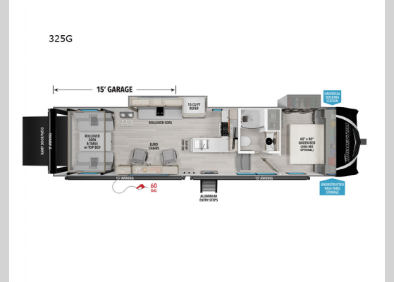 Floorplan - 2025 Momentum G-Class 325G Toy Hauler Fifth Wheel