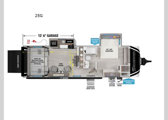 Floorplan - 2025 Momentum G-Class 25G Toy Hauler Travel Trailer