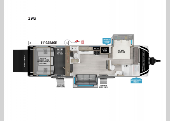 Floorplan - 2025 Momentum G-Class 29G Toy Hauler Travel Trailer