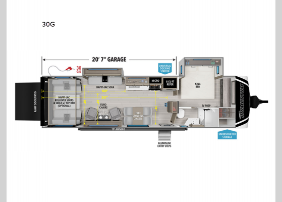 Floorplan - 2025 Momentum G-Class 30G Toy Hauler Travel Trailer