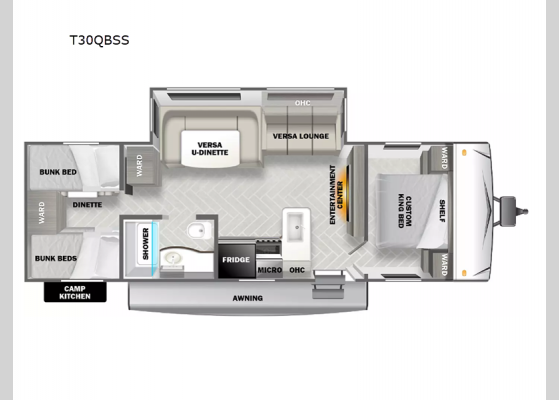 Floorplan - 2025 Salem T30QBSS Travel Trailer