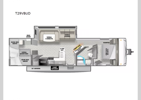 Floorplan - 2025 Salem T29VBUD Travel Trailer