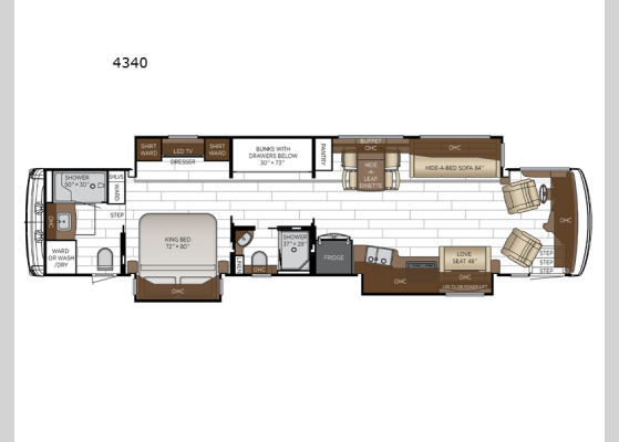 Floorplan - 2025 Dutch Star 4340 Motor Home Class A - Diesel