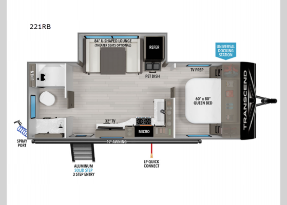 Floorplan - 2025 Transcend Xplor 221RB Travel Trailer